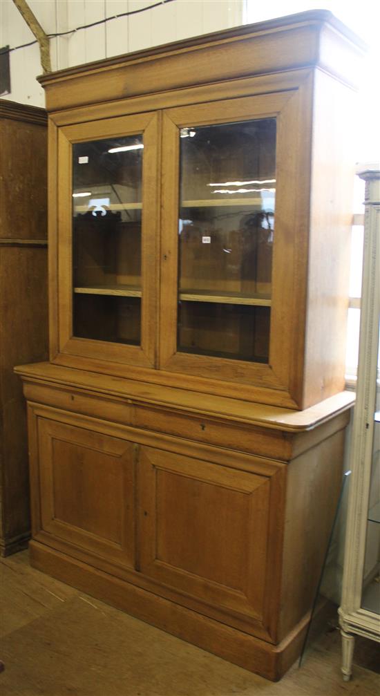 Light oak glazed bookcase